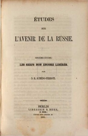 Etudes sur l'avenir de la Russie, 6. Les serfs non encore libérés