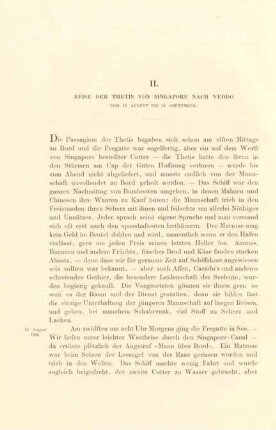 II. Reise der Thetis von Singapore nach Yeddo. Vom 12. August bis 14. September