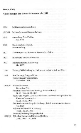 Ausstellungen des Helms-Museums bis 1998