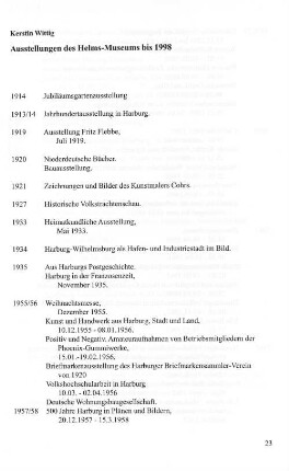 Ausstellungen des Helms-Museums bis 1998