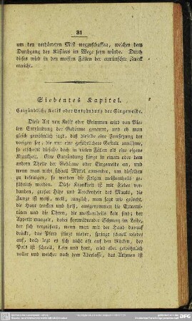 Siebentes Kapitel. Entzündliche Kolik oder Entzündung der Eingeweide