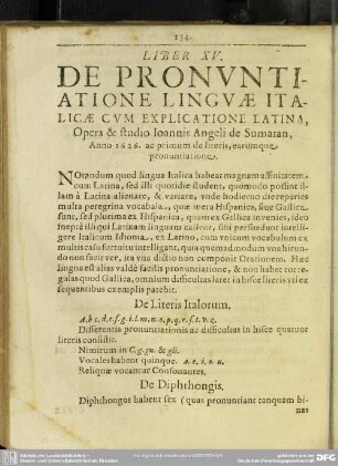 Liber XV. De Pronuntiatione Linguae Italicae Cum Explicatione Latina ...