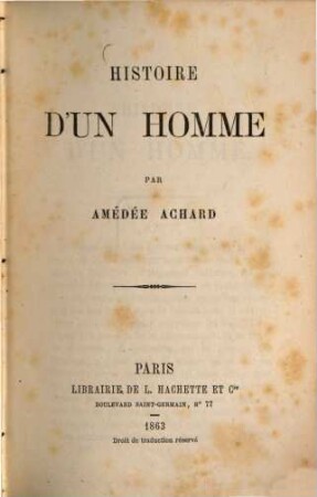 Histoire d'un homme