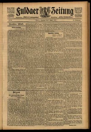Zweite Ausgabe vom Samstag, den 06. April 1907.