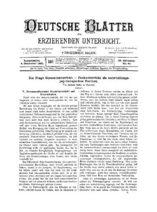 Die Frage Gesamtunterricht - Fachunterricht als entwicklungspsychologisches Problem : (Schluß)