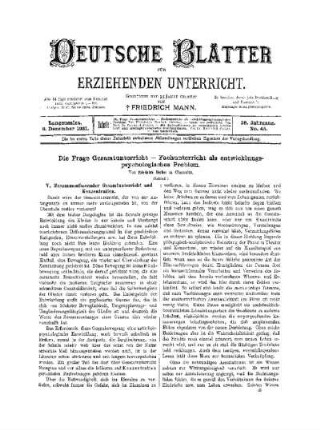 Die Frage Gesamtunterricht - Fachunterricht als entwicklungspsychologisches Problem : (Schluß)