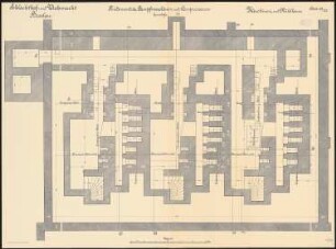 Schlachthof und Viehmarkt, Breslau Maschinen- und Kühlhaus: Fundamente der Dampfmaschinen und Kompressoren: Grundriss 1:20