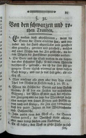 §. 31. Von den schwarzen und rothen Trauben. - §. 48. Von der Weinprobe.