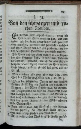 §. 31. Von den schwarzen und rothen Trauben. - §. 48. Von der Weinprobe.