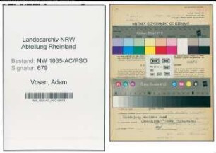 Entnazifizierung Adam Vosen , geb. 04.11.1921 ()