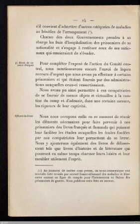 g) Envoi de secours d'argent