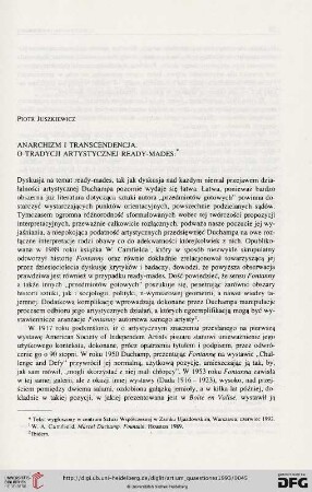 6: Anarchizm i transcendencja : o tradycji artystycznej ready-mades