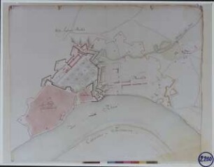 Stadt Düsseldorf mit Festung und Erweiterungsprojekt der Neustadt