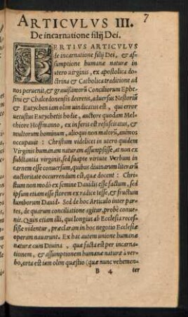 Articulus III. De incarnatione filii Dei.