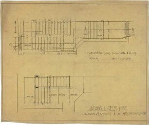 Billing, Hermann; Karlsruhe, Kriegsstr. 159 / Bunsenstr. 12; Doppelhaus L. Meess - Treppe Keller; Treppe 1. OG (Schnitt)