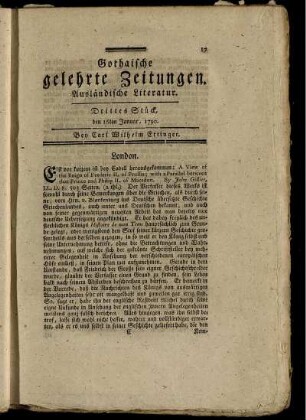 Drittes Stück, den 16ten Januar, 1790.