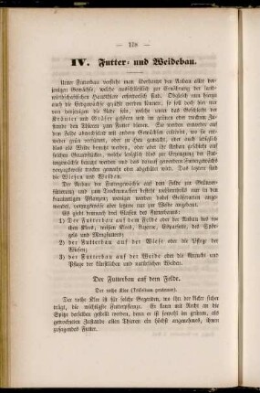 IV. Futter- und Weidebau
