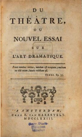 Du Théatre : ou nouvel essai sur l'art dramatique