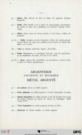 Argenterie Mètal Argentè  (Nr. 40-67)
