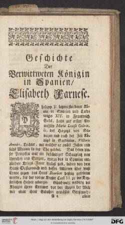 Geschichte der verwittweten Königin in Spanien