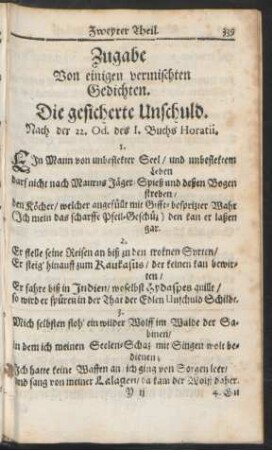 Zugabe Von einigen vermischten Gedichten.