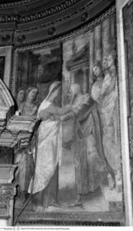 Apsisausmalung mit Szenen aus dem Marienleben, rechte Seite, oberes Bildfeld: Heimsuchung