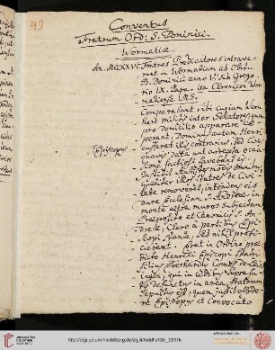 Conventus Fratrum Ord. S. Dominici Wormatiae