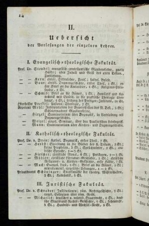 14-16, II. Uebersicht der Vorlesungen der einzelnen Lehrer