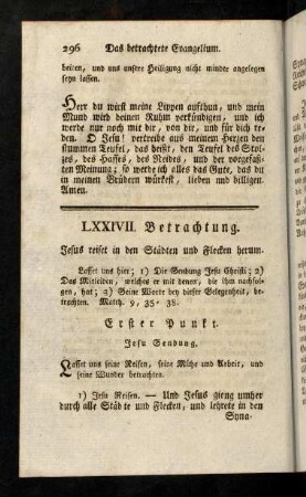 296-313, LXXIVII. Betrachtung. Jesus reiset in den Städten und Flecken herum. LXXIX. Betrachtung. Erwählung der Zwölf Apostel.