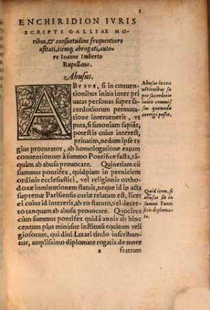 Ioannis Imberti Enchiridion iuris scripti Galliae moribus, et consuetudine frequentiore usitati