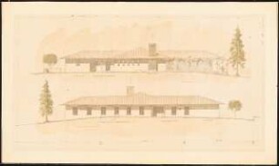 Landhaus, Nyon (Haus Schwebes, zahlreiche Varianten): Seiten-Ansichten (Variante mit Satteldach)