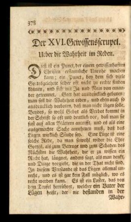 Der XVI. Gewissensscrupel. Ueber die Wahrheit im Reden