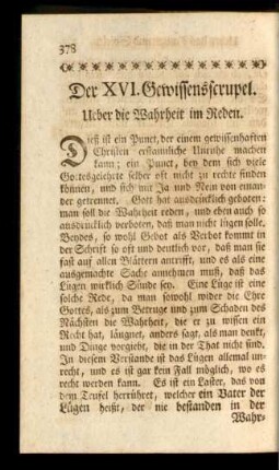 Der XVI. Gewissensscrupel. Ueber die Wahrheit im Reden