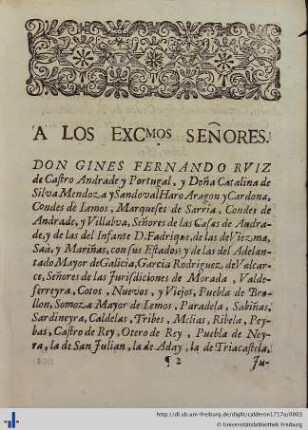 A los excellentissimos Señores.