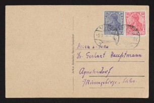Brief von Conrad Ansorge und Arnulf Ansorge an Gerhart Hauptmann und Margarete Hauptmann