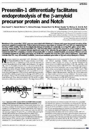 Presenilin-1 differentially facilitates endoproteolysis of the beta-amyloid precursor protein and Notch