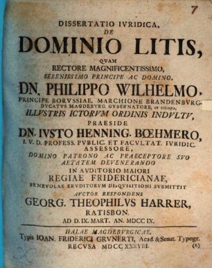 Diss. iur. de dominio litis