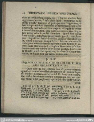 §. XIV. Sequestrum Necessarium Nec Depositi Species Nec Contractus Est