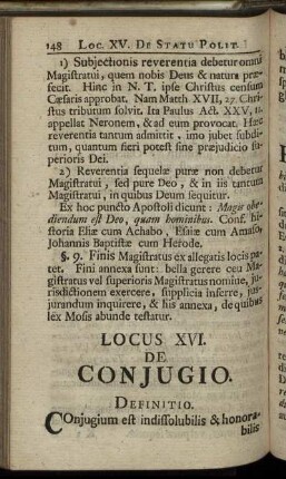 Locus XVI. De Conjugio.