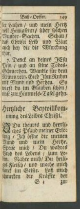 Hertzliche Beywillkommung des Leibes Christi