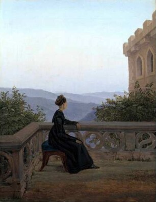 Frau auf dem Söller