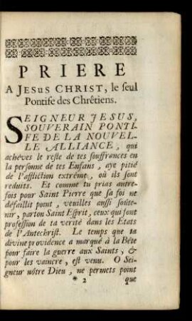 Priere A Jesus Christ, le seul Pontife des Chretiens.