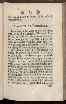 Commerce de l'Amerique.