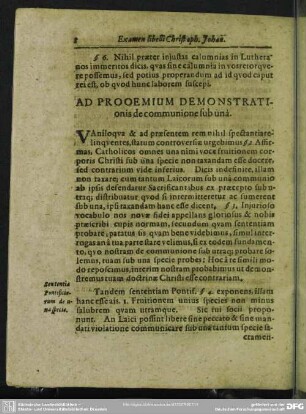 Ad Prooemium Demonstrationis communione sub una