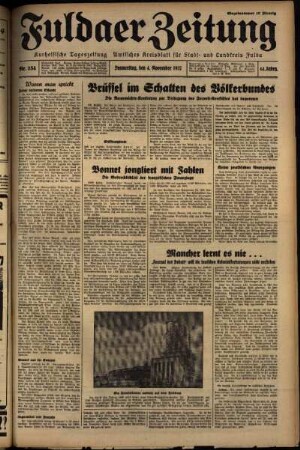 Erste Ausgabe vom Donnerstag, den 04. November 1937.