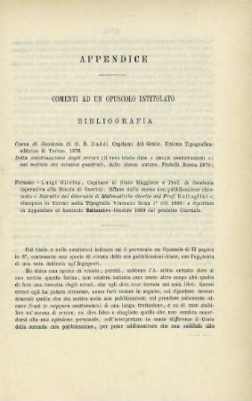 Appendice. Comenti ad un opuscolo intitolato bibliografia.