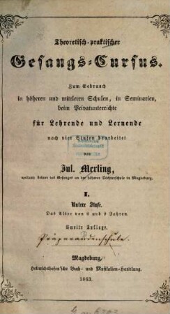 Theoretisch-praktischer Gesangs-Cursus, 1