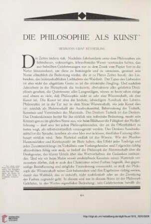 1: Die Philosophie als Kunst