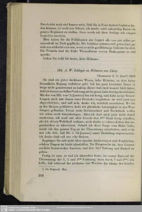 August Wilhelm von Schlegel an Helmina von Chézy, Chaumont, 11.06.1810