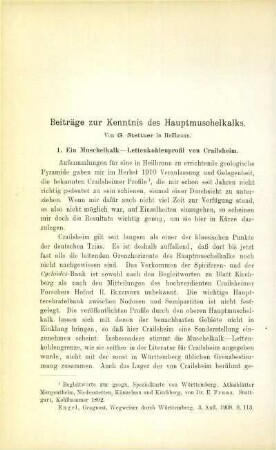 Beiträge zur Kenntnis des Hauptmuschelkalks